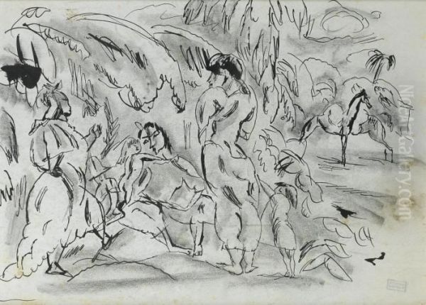 Paysage Cubain Oil Painting by Jules Pascin