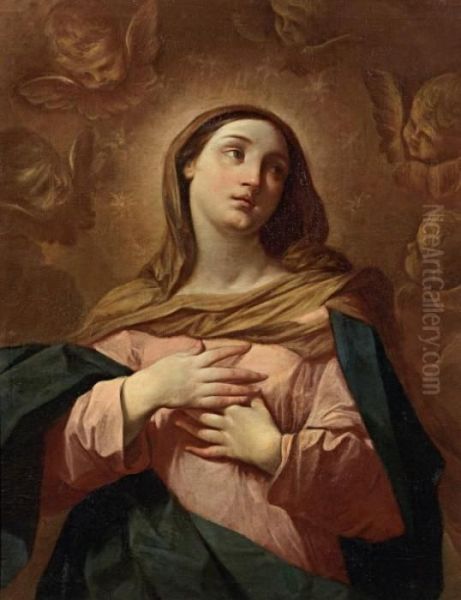 La Vergine Immacolata A Mezza Figura Oil Painting by Lorenzo Pasinelli