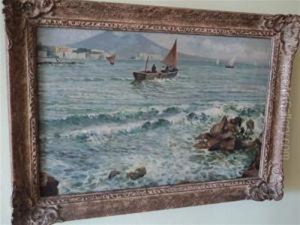 Coastal Scene With Boats Oil Painting by Lazzaro Pasini