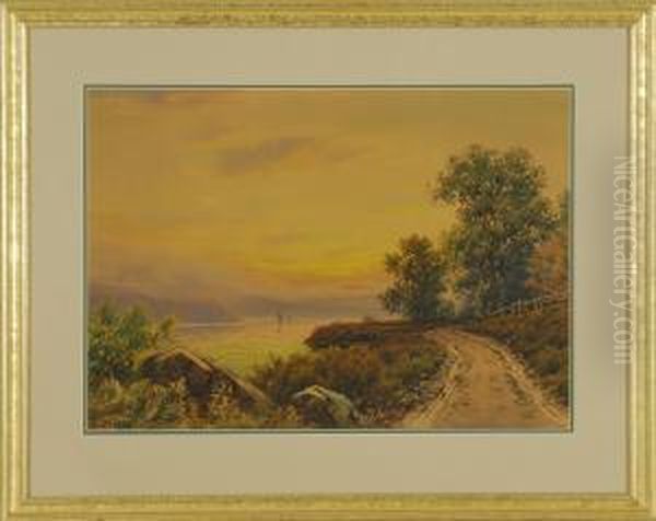 A Country Path At Sunset Oil Painting by William Frederick Paskell