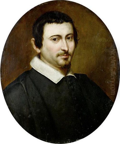 Portrait Of A Gentleman, Bust-length, In Black Costume Oil Painting by Giovanni Battista Passeri