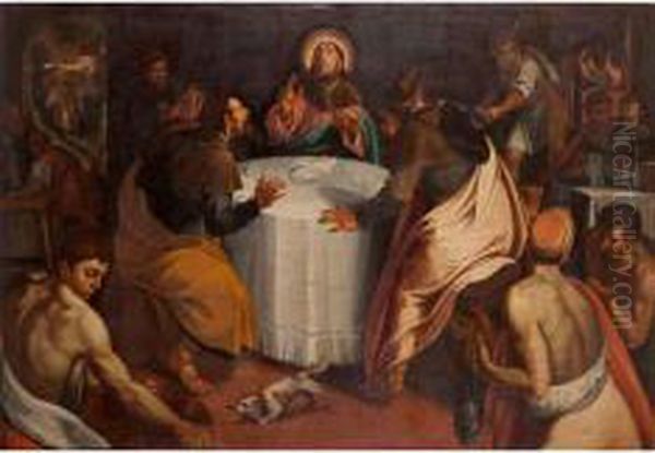 Cena In Emmaus Oil Painting by Tiburzio Passerotti