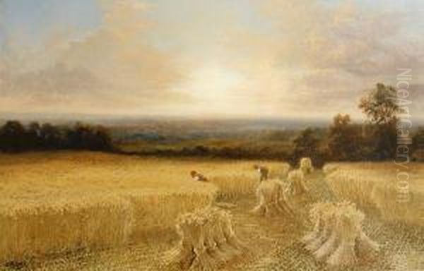 Harvest Scene Oil Painting by Charles Henry Passey