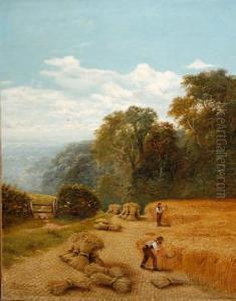 A Cornfield, Godalming, Surrey Oil Painting by Charles Henry Passey