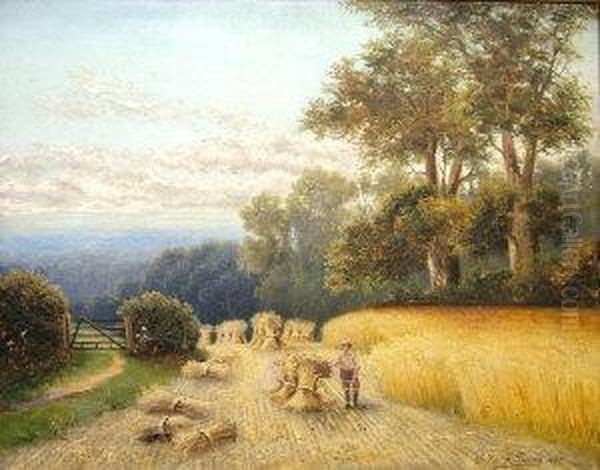 A Cornfield Shere, Surrey Oil Painting by Charles Henry Passey