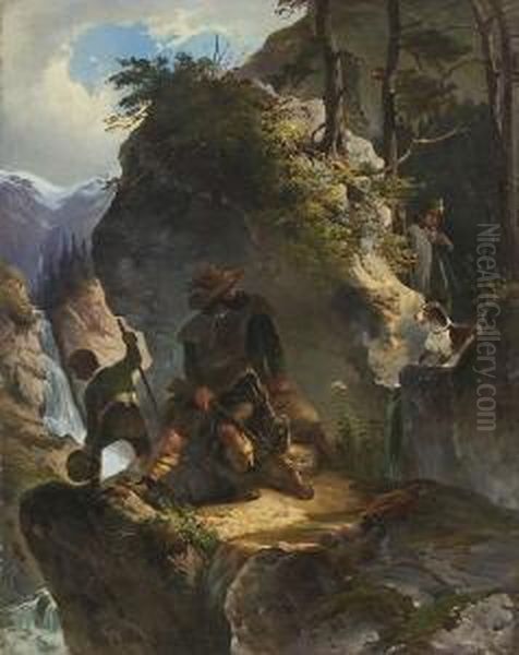 Der Uberraschte Wilderer Oil Painting by Johann Nepomuk Passini