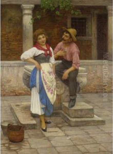 A Declaration Of Love Oil Painting by Luigi Pastega