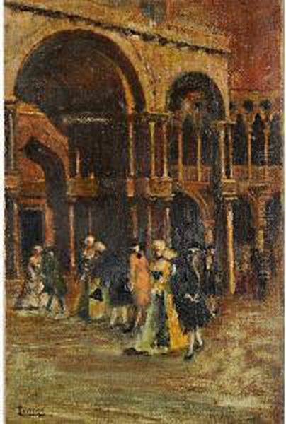 A Passeggio A Venezia Oil Painting by Luigi Pastega