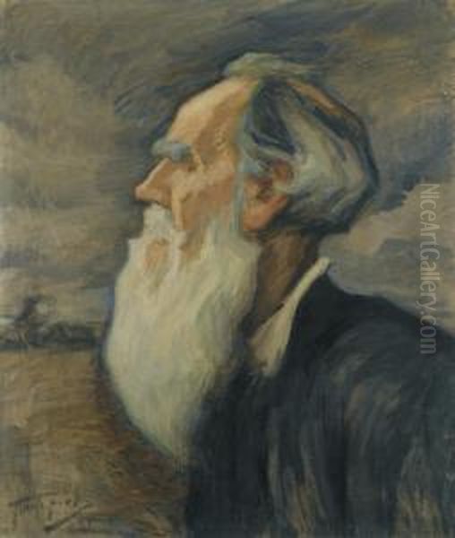 Portrait Of Leo Tolstoy Oil Painting by Leonid Ossipovich Pasternak