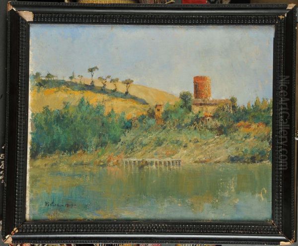 Paesaggio Con Il Tevere Oil Painting by Giuseppe Pastina