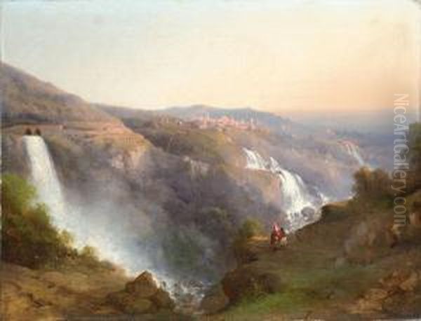 Cascate Oil Painting by Giuseppe Pastina