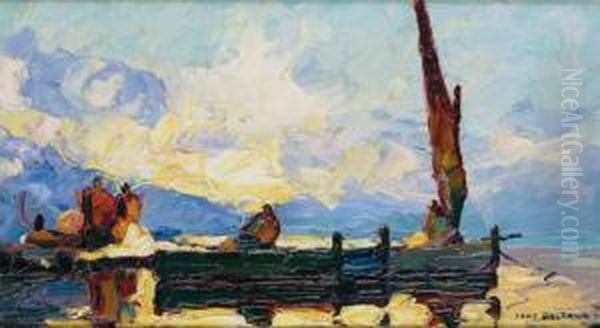 Cannes, 
Barques Et Marin Au Soleil Levant Oil Painting by Louis Pastour