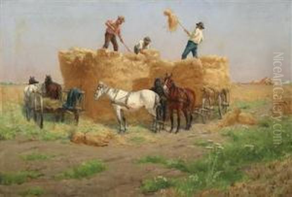 Haymaking, 
Paris Oil Painting by Laszlo Pataky Von Sospatak