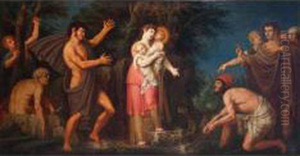 Leto Apollo E Diana Nella Licia Oil Painting by Giuseppe Patania