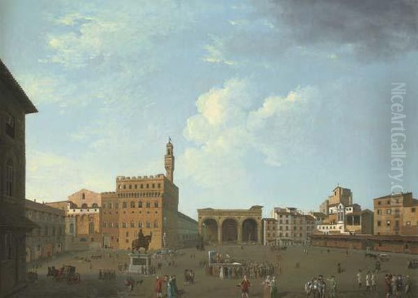 View Of The Piazza Della Signoria, Florence Oil Painting by Thomas Patch