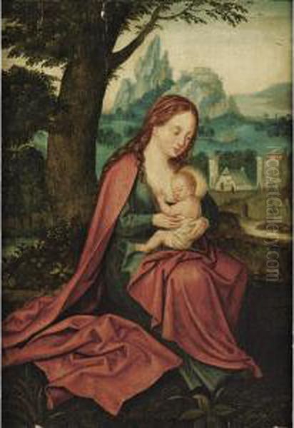 Vierge A L'enfant Dans Un Paysage Oil Painting by Joachim Patenir