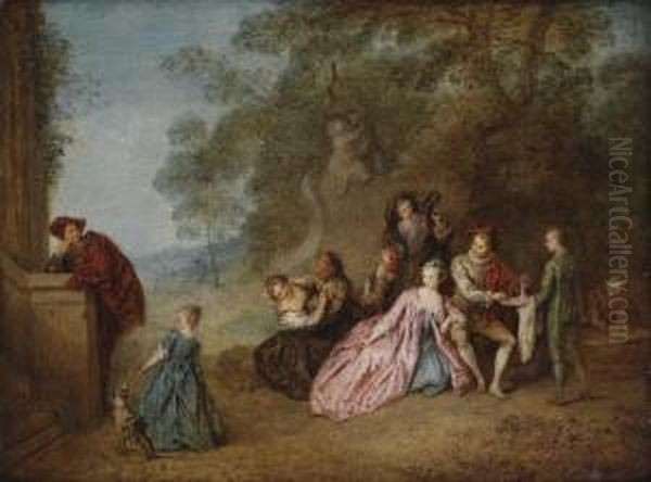 L'amour Et Le Badinage Oil Painting by Jean-Baptiste Joseph Pater