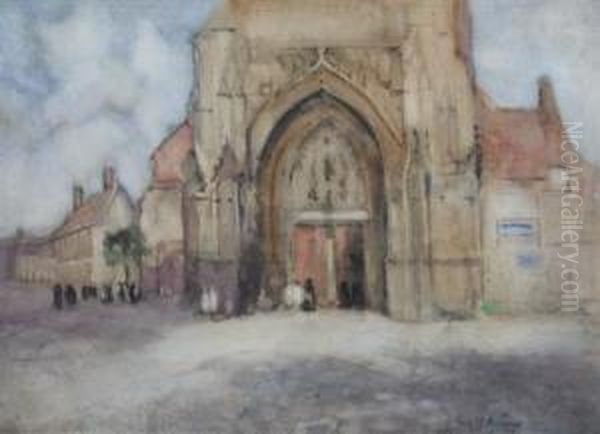 A French Cathedral Oil Painting by Emily Murray Paterson