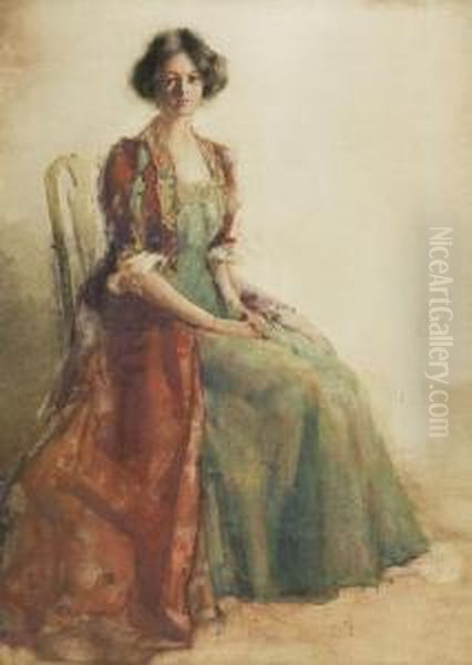 An Elegant Lady Seated Oil Painting by James Paterson