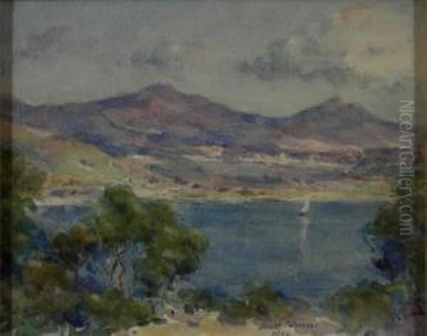 View Of A Loch With Sailing Boat Oil Painting by James Paterson