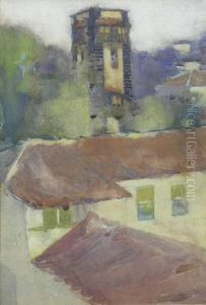 In Tenerife: Don Jorge's Tower, Puerto Orotava Oil Painting by James Paterson