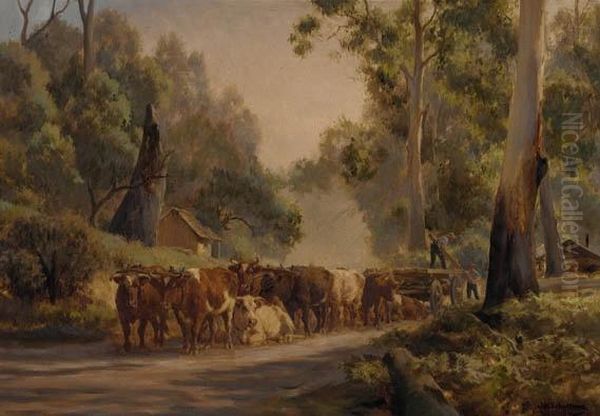 Old Red Bluff (point Ormond) Oil Painting by John Ford Paterson