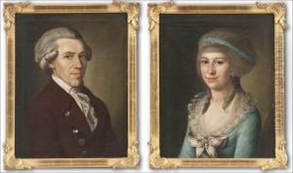 Portraits Of A Man And A Woman Oil Painting by Benjamin Patersson