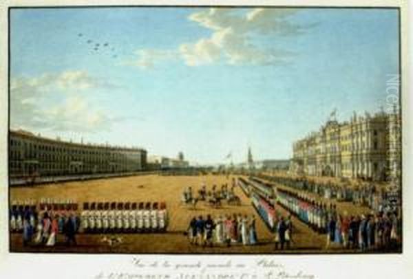 Grande Parade Au Palais De L'empereur Alexandre Ier Oil Painting by Benjamin Patersson