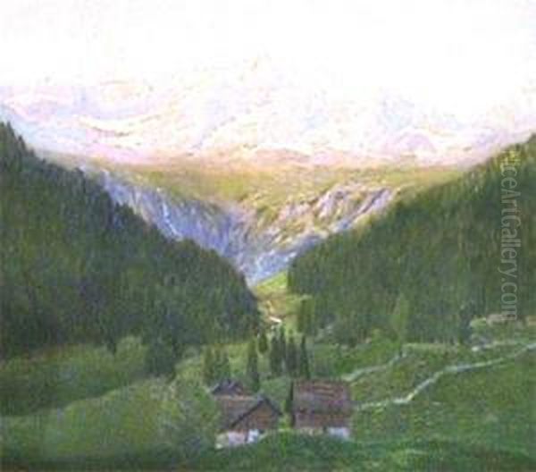 Last Of Fading Light, Chamonix Oil Painting by Remo Patocchi