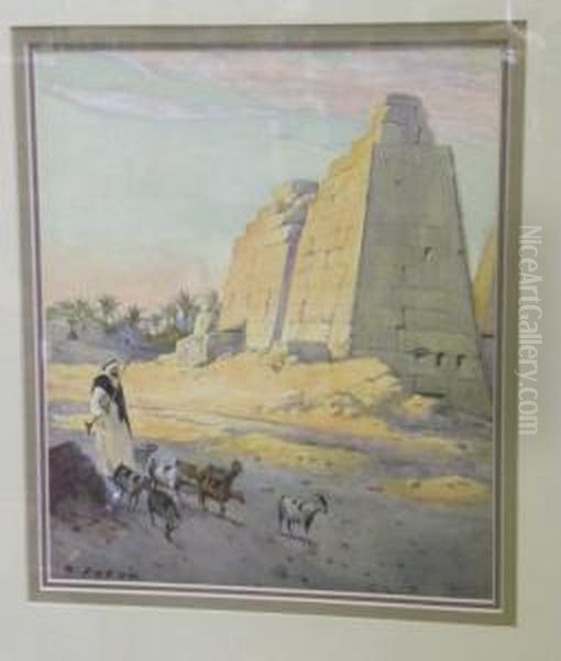 View Of The Temple At Karnak Oil Painting by Hugh Paton