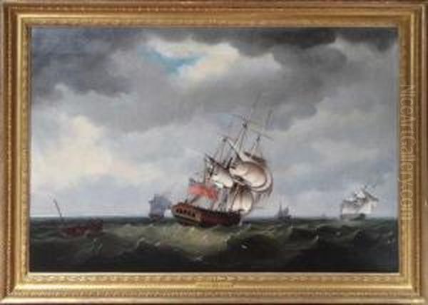 The Repulse 38 Guns, In The Solent Off Calshot Oil Painting by Richard Paton