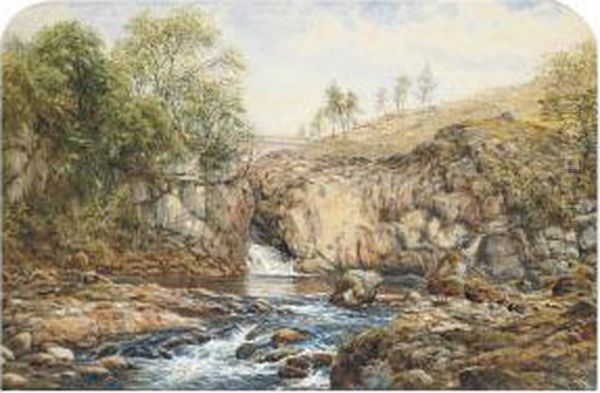 A Waterfall Oil Painting by Waller Hugh Paton