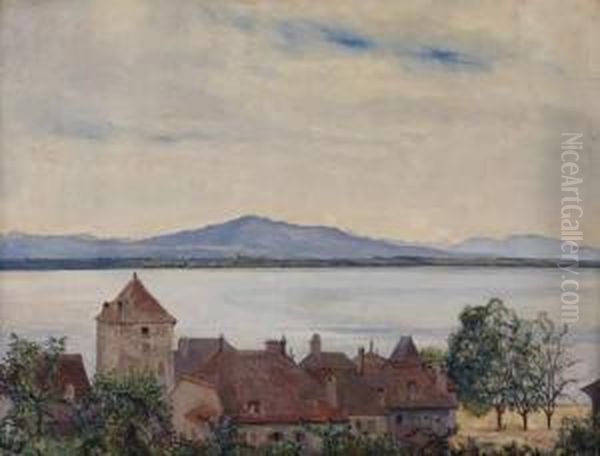 Au Bord Du Lac Leman Oil Painting by Emile Patru