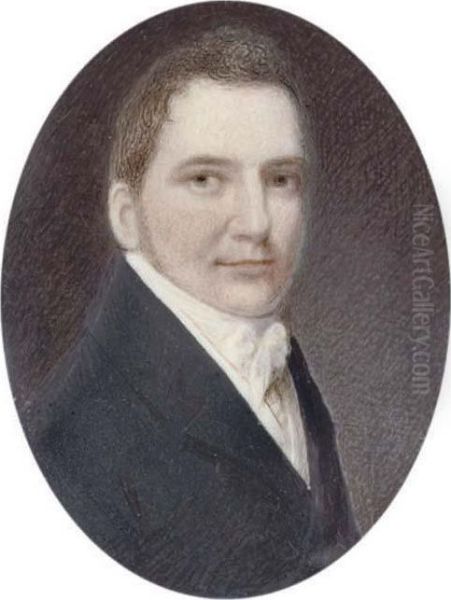 A Gentleman, In Black Coat, White Waistcoat And Cravat Oil Painting by George Patten