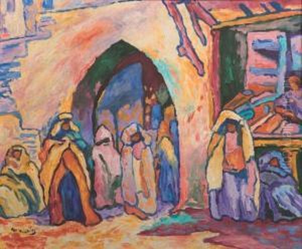 L'entree Du Souk A Marrakech Oil Painting by Wilson Patten