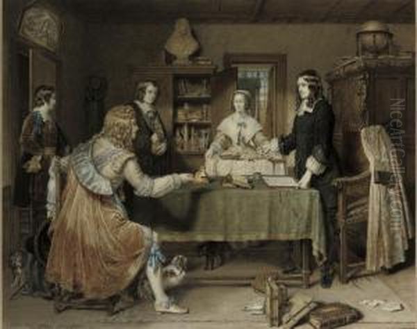 The Poet, Andrew Marvell, Being Offered A Commission Oil Painting by William Vandyke Patten