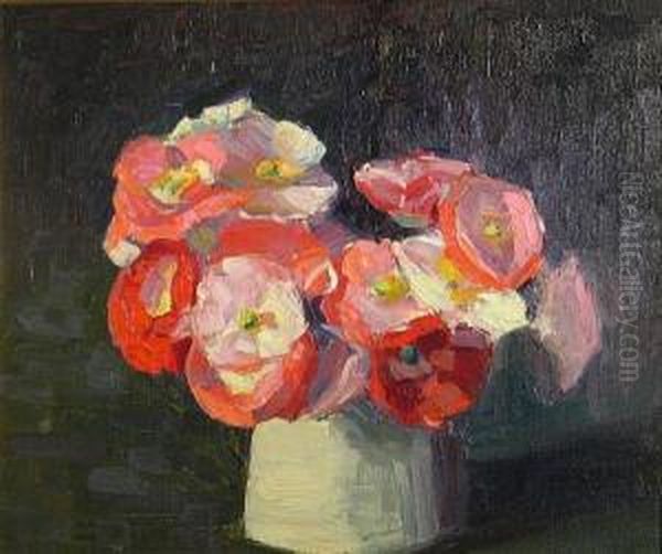 Still Life With Pink And White Flowers Oil Painting by Margaret Jordan Patterson