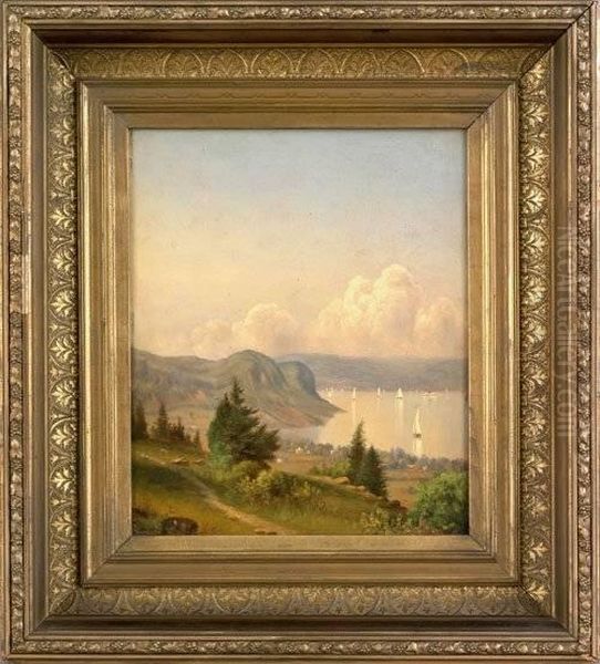 ''old Dunderberg, Hudson River, Ny'' Oil Painting by Robert J. Pattison