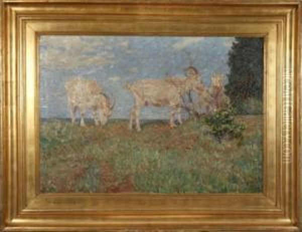 Ziegen In Sonnigerlandschaft Oil Painting by Ernst Paul