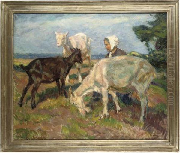 The Old Goatherder Oil Painting by Ernst Paul