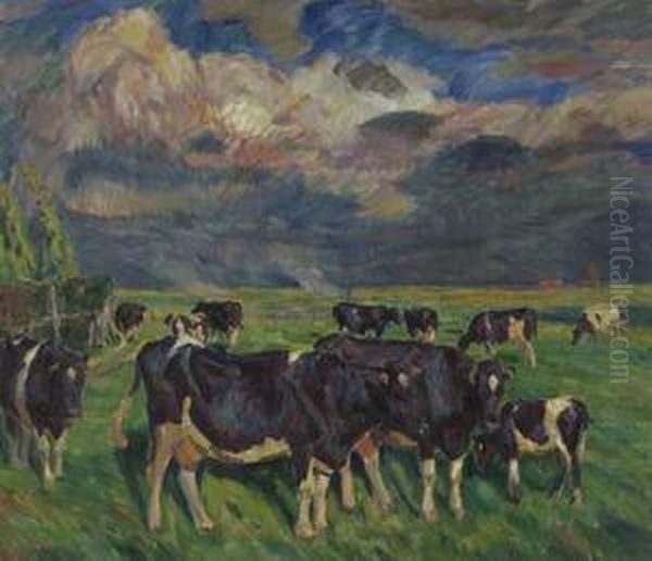 Kuhe Auf Einer Friesischen Sommerwiese Oil Painting by Ernst Paul