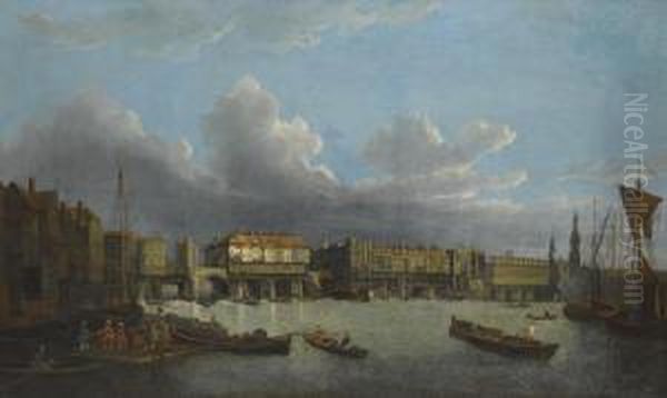 View Of Old London Bridge Oil Painting by John Paul