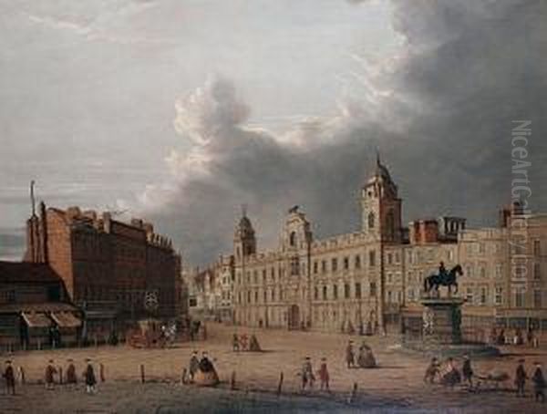 A View Of Northumberland House And Charing Cross; And A View Of Westminster Hall Oil Painting by Paul, John Dean