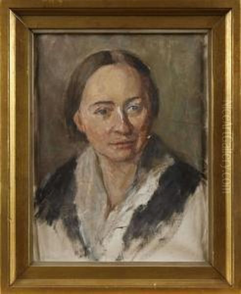 Portratt Av Forfattarinnan Ellen Key Oil Painting by Hanna Pauli