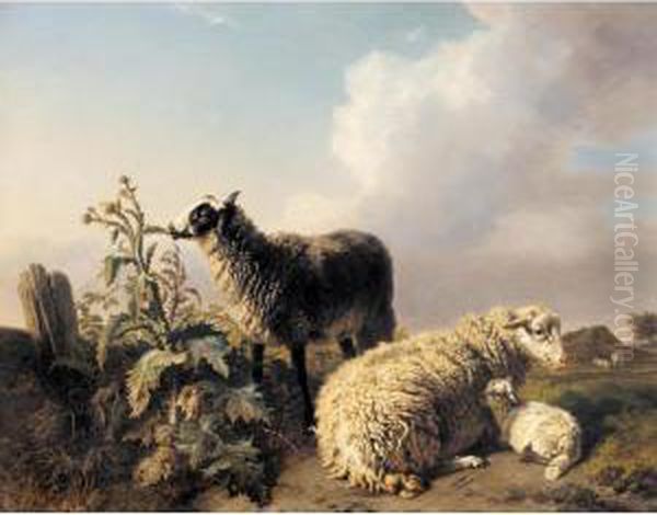 Les Moutons Oil Painting by Edmond Jean Baptiste Paulin