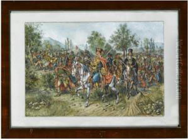 Franz Freiherr Von Der Trenck And His Regiment Oil Painting by Franz Pauly