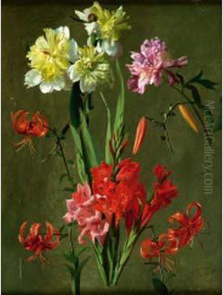 Etude De Fleurs Oil Painting by Louis Pautex