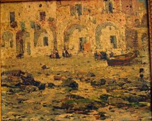 Port En Italie Oil Painting by Angelo Pavan