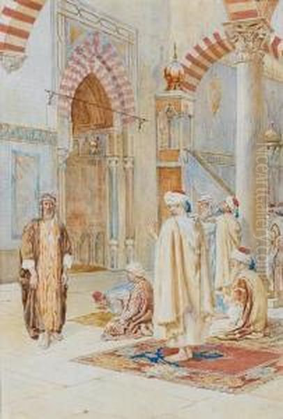 Prayers In The Mosque Oil Painting by Paolino Pavesi