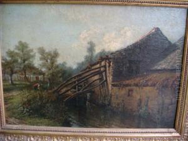 Le Vieux Moulin Huile Sur Carton Signee En Bas A Gauche Et Oil Painting by Gustave Paviez